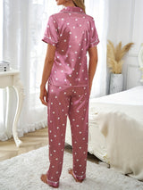 Cressida | Heart Satin Pajama Set