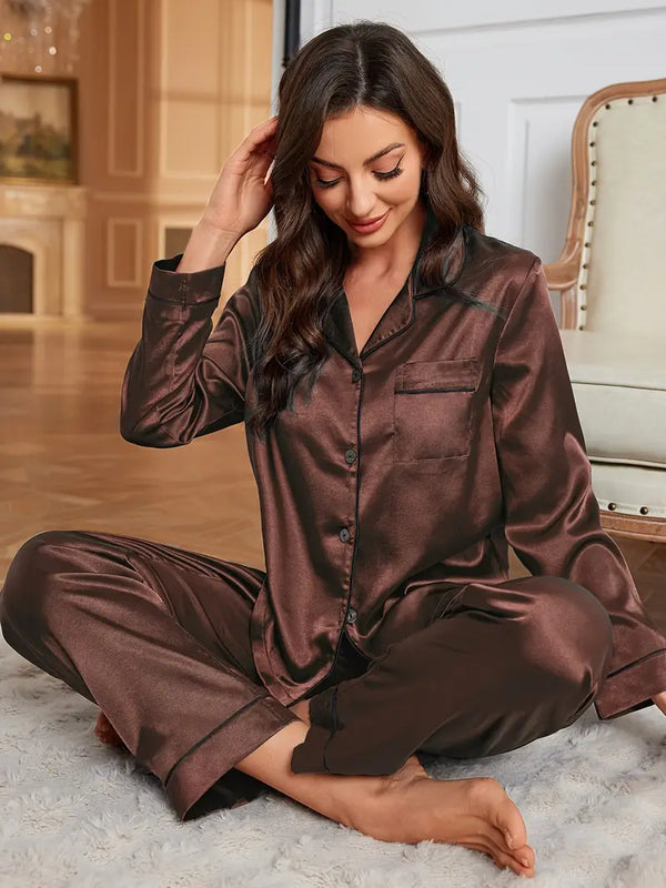 Selina | Exclusive Brown Satin PJ