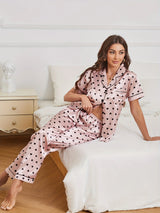 Miranda | Heart Print Satin Sleepwear