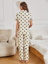 Cassandra | Heart Print Satin PJ