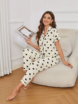 Cassandra | Heart Print Satin PJ