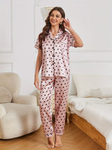 Miranda | Heart Print Satin Sleepwear