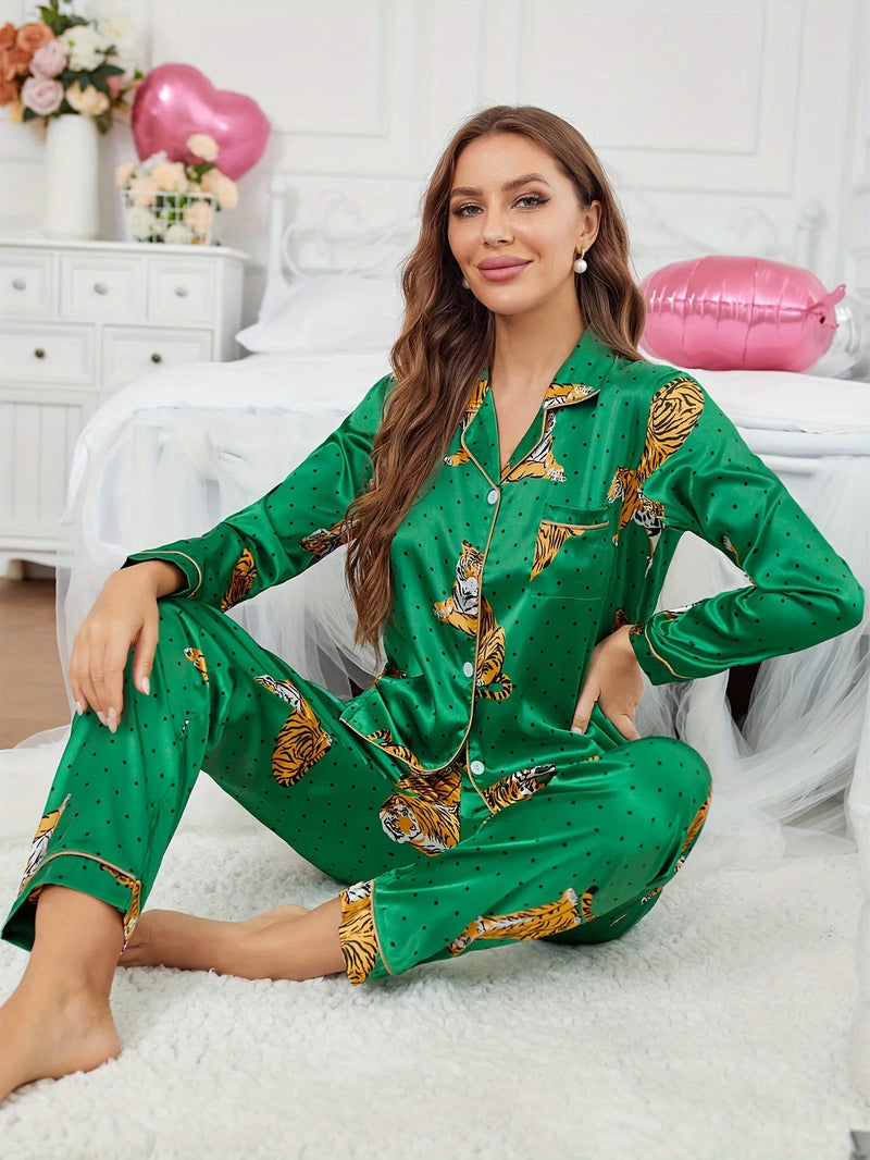 Helena | Tiger Print Pajama Set