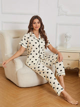 Cassandra | Heart Print Satin PJ