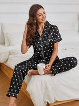 Irise | Heart Print Satin Loungewear