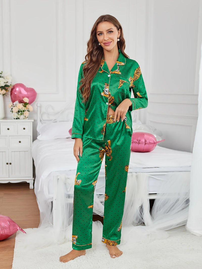 Helena | Tiger Print Pajama Set