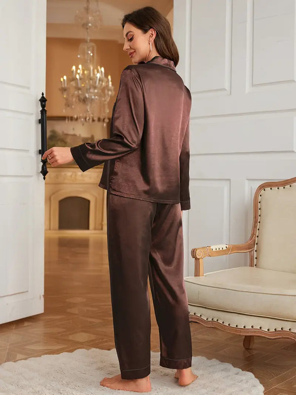 Selina | Exclusive Brown Satin PJ